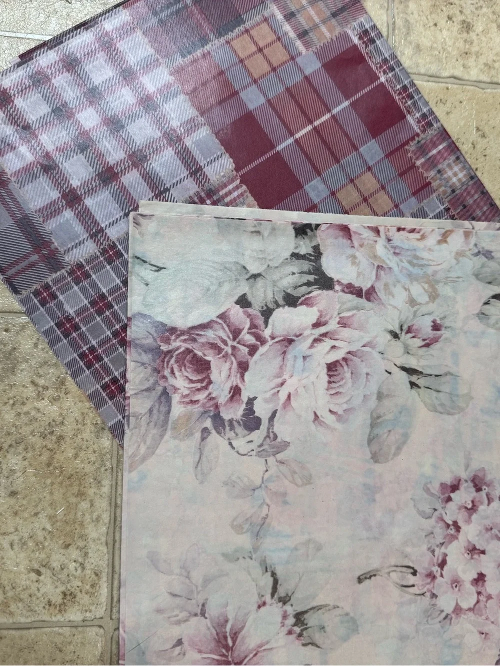10 Sheets VTG 1984 All Occasions WRAPPING PAPER & Fancy TISSUE PAPER Flowers